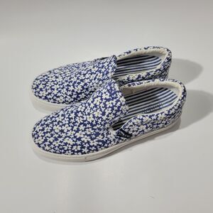 J. Crew Slip On Blue Floral Casual Sneakers sz 6